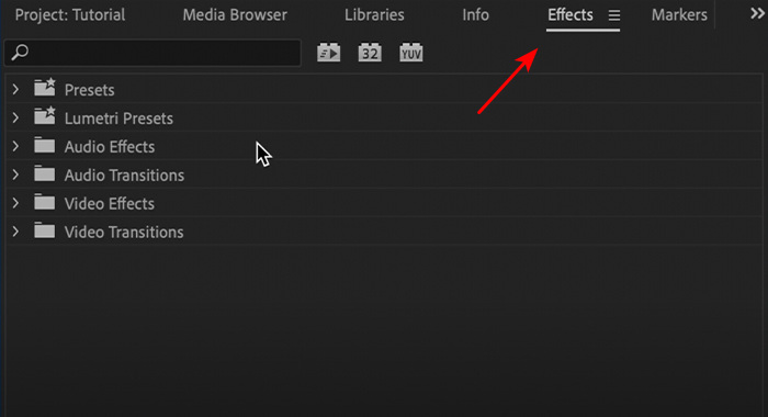 Open Effects in Premiere