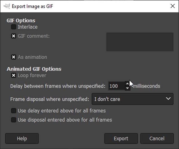 Экспорт GIF