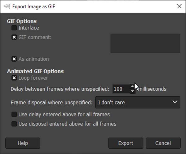 Exporter le gif