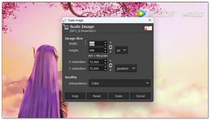 GIMP Top GIF Resizer on Desktop