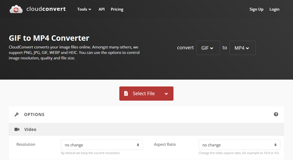 CloudConvert GIF naar MP4 Converter