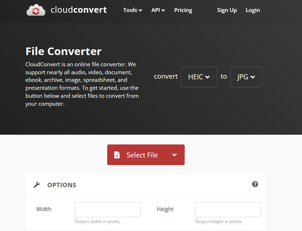 Online převod HEIC JPG Cloud Convert