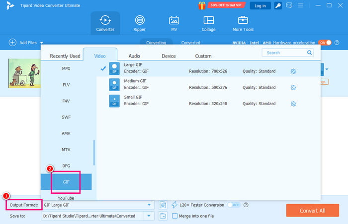 Μορφή εξόδου Tipard