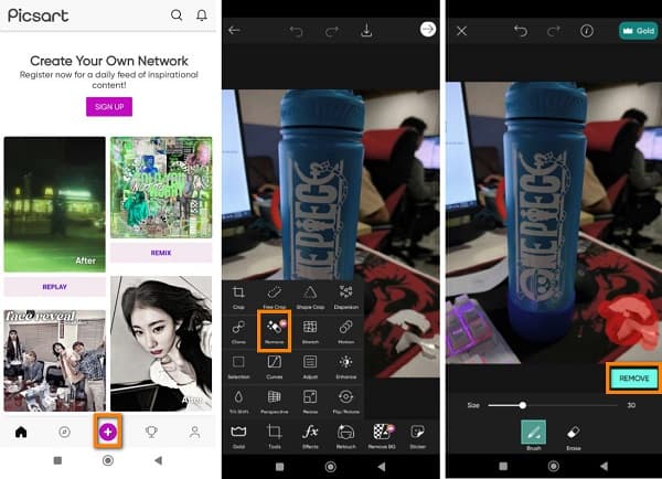 Picsart Supprimer l'objet