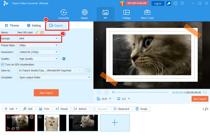 Export Choose MP4 Tipard