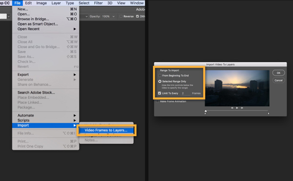 Video importeren naar lagen photoshop