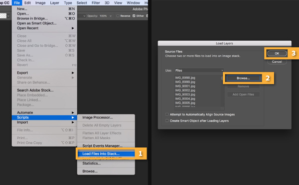 Photoshop laadt bestanden in stapel