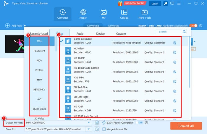 Formato de saída Selecione o formato Qualidade tipard