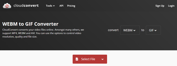 Convertitore da webm a gif CloudConvert