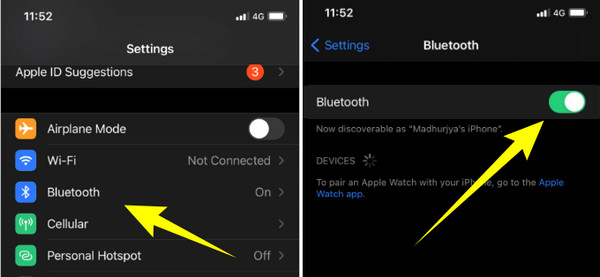 Перезагрузите Bluetooth iPhone