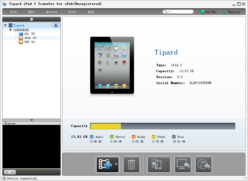 Tipard iPad 2 Transfer for ePub screenshot