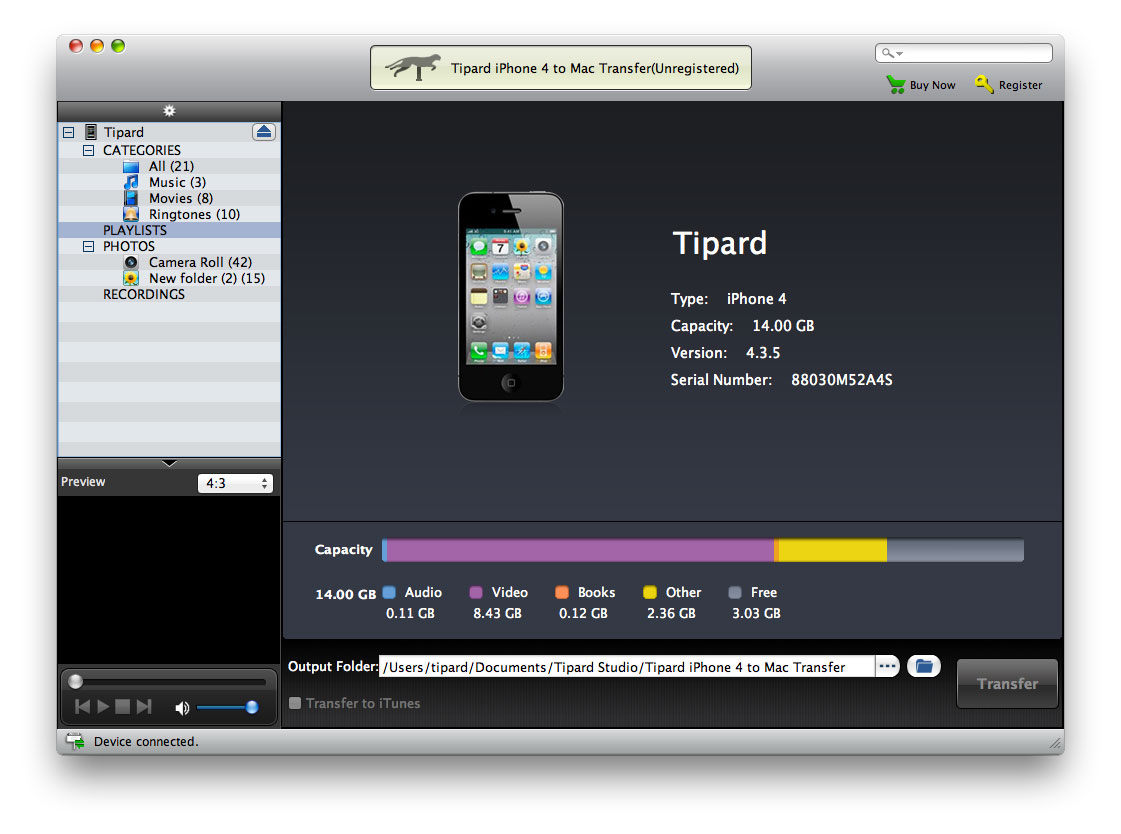 Tipard iPhone 4G to Mac Transfer software