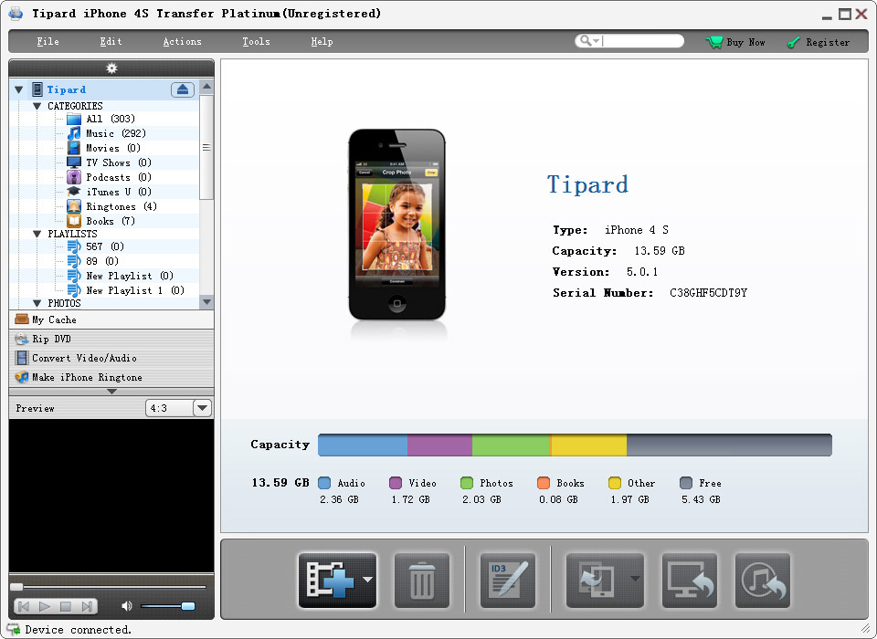 Tipard iPhone 4S Transfer Platinum screenshot