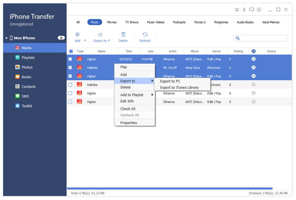 Backup contacts tp computer