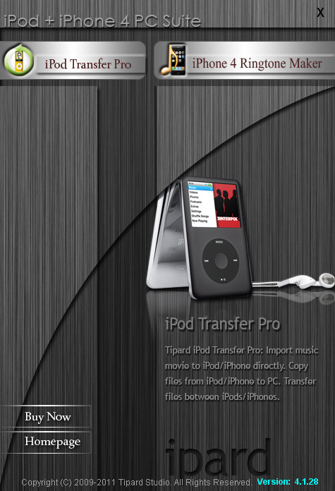 Tipard iPod + iPhone 4G PC Suite screenshot