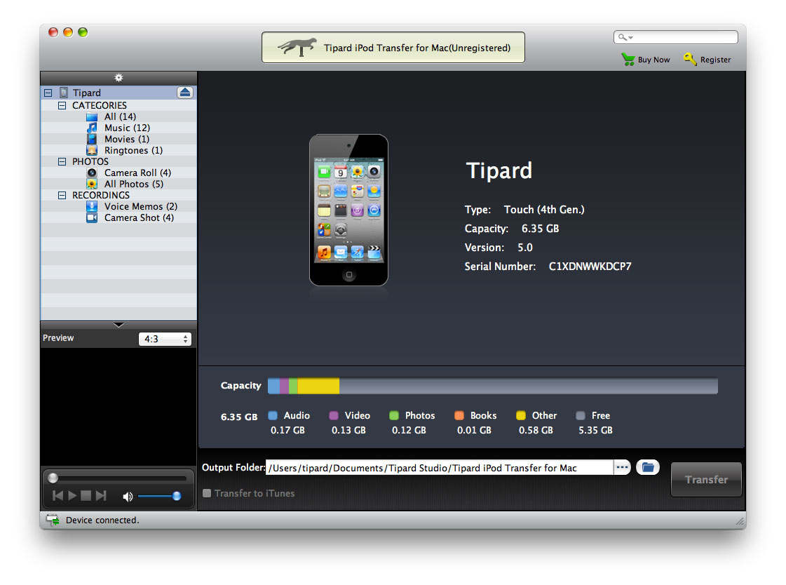 Tipard iPod Transfer for Mac software
