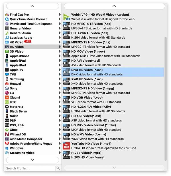 choose output format