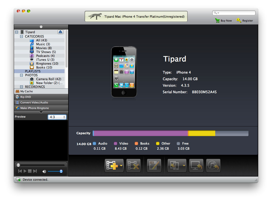 Tipard Mac iPhone 4 Transfer Platinum 5.1.18 full