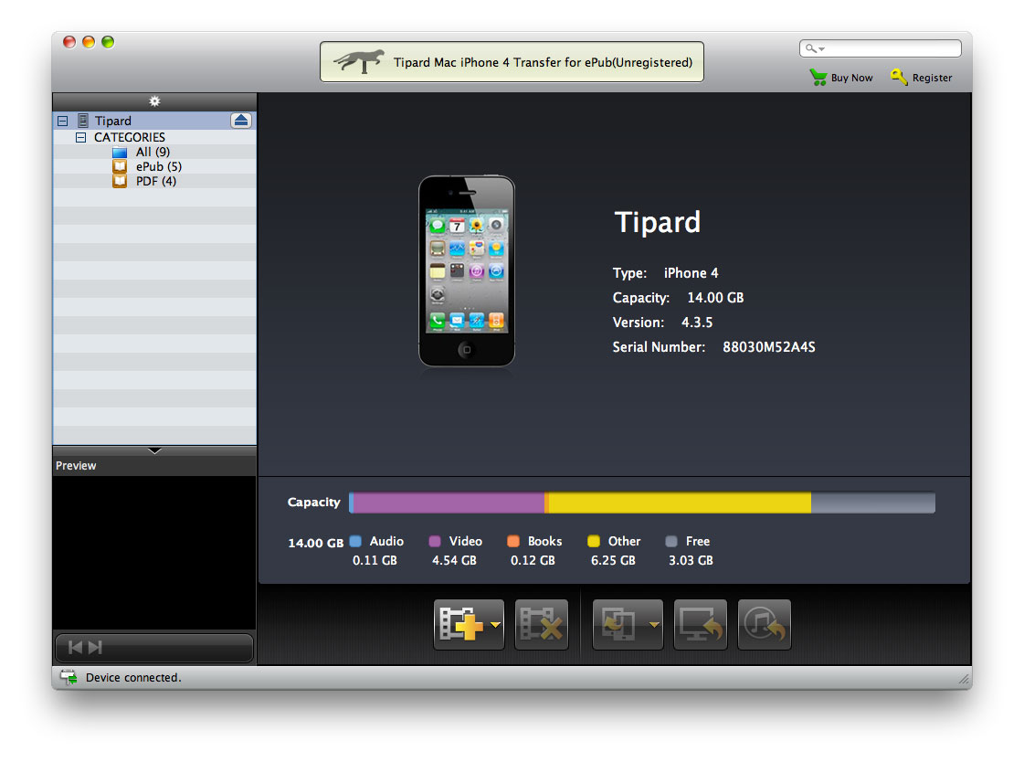 Tipard Mac iPhone 4G Transfer for ePub software