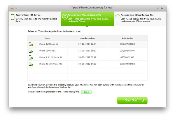 Recover from iTunes Backup