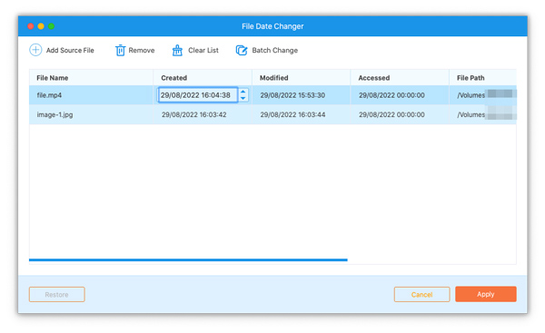 Modifica data file