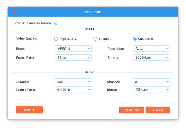 configuración de perfil