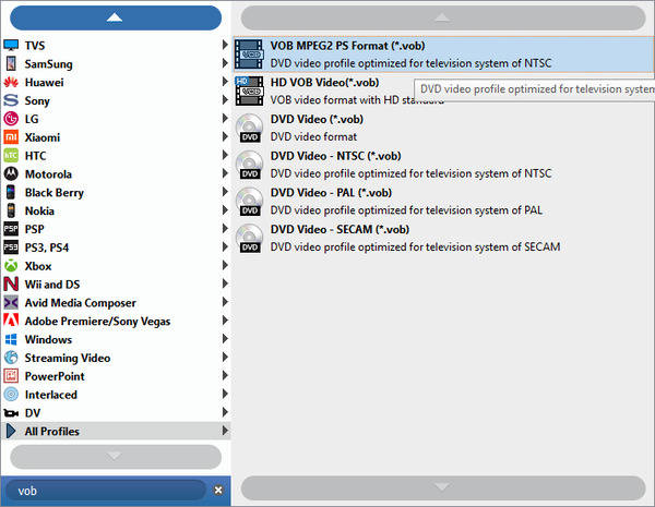 Vælg VOB Output File