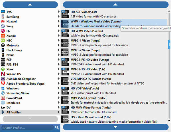 Vælg WMV Output File