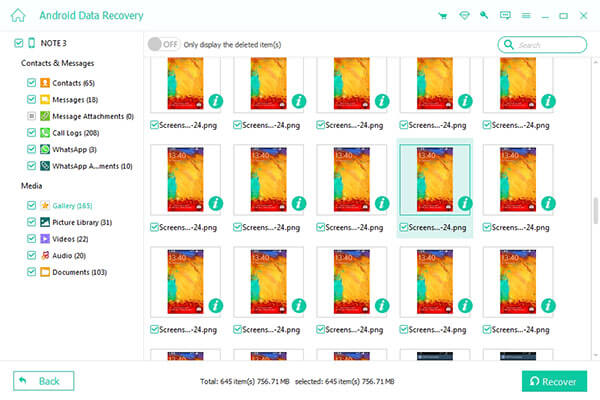 Restore files from Android