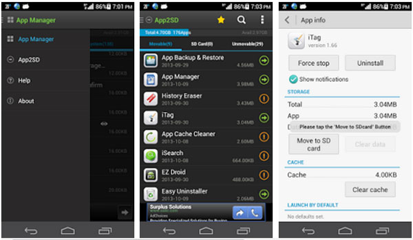App2SD e App Manager: salva spazio