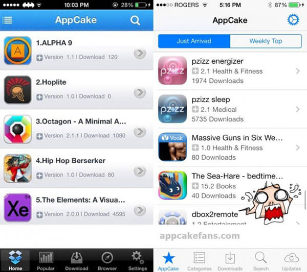 Use AppCake para Android