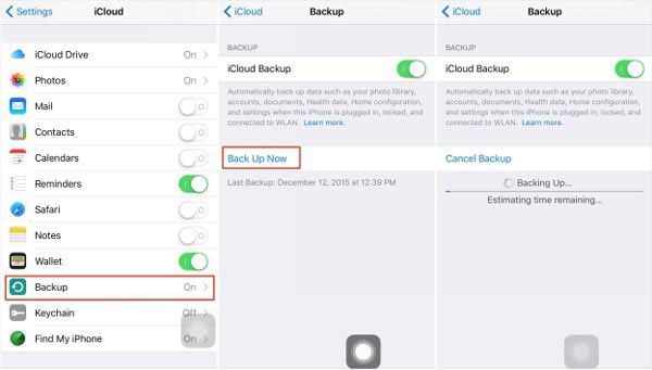 Backup iPhone Notes til iCloud