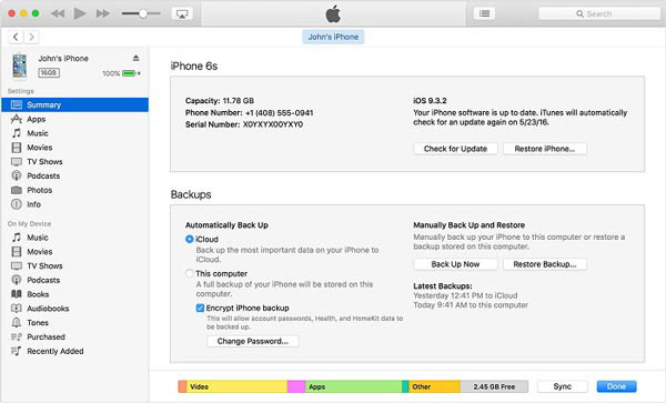 backup noter på iPhone med iTunes