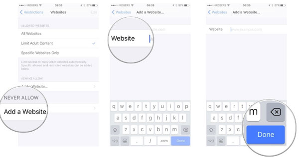 Ajouter des sites Web sur iPhone pour bloquer