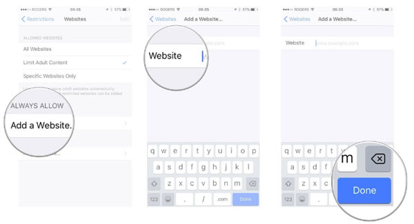 İPhone'da belirli web sitelerinin beyaz listesini oluşturun