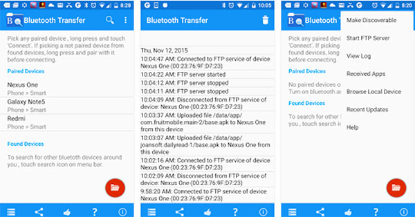 Esplora file Bluetooth