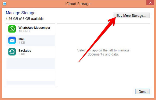 Achetez plus de stockage sous Windows