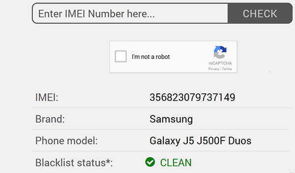 Ελέγξτε το Clean IMEI Δωρεάν Online