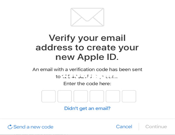 Confirmer l'identifiant Apple par email