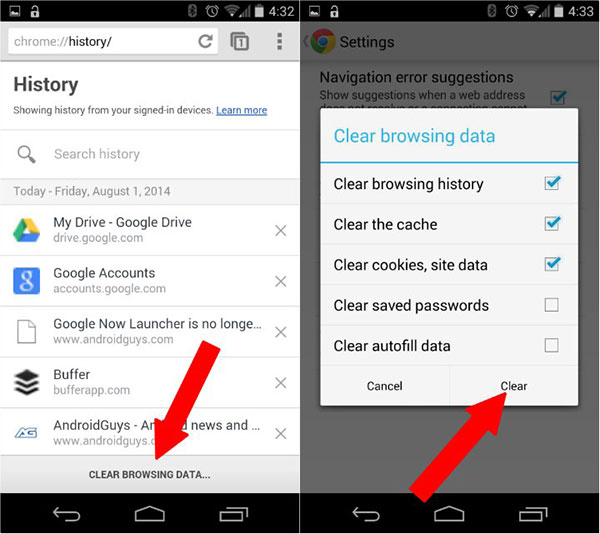 Cronologia ricerche Google su Android