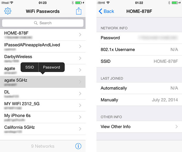 Βρείτε τον κωδικό πρόσβασης Wi-FI σε ένα iPhone Jailbroken