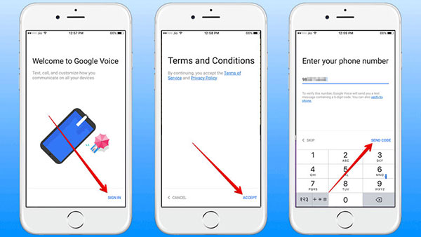 اشترك في Google Voice على iPhone