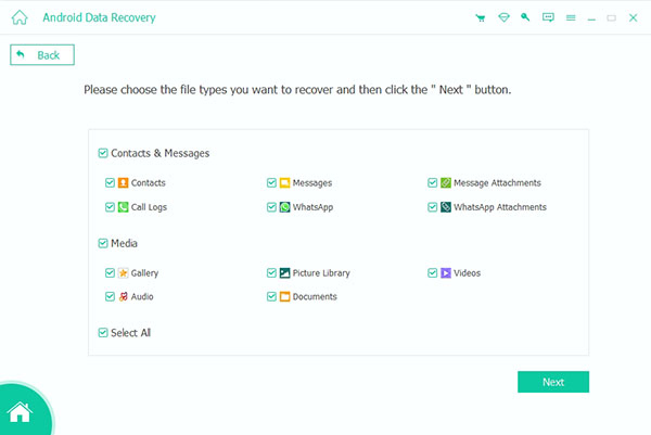 Select Data to Recover