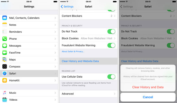 Törölje a Safari Cache alkalmazást az iPhone-on