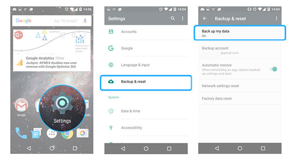 Android Backup adatok