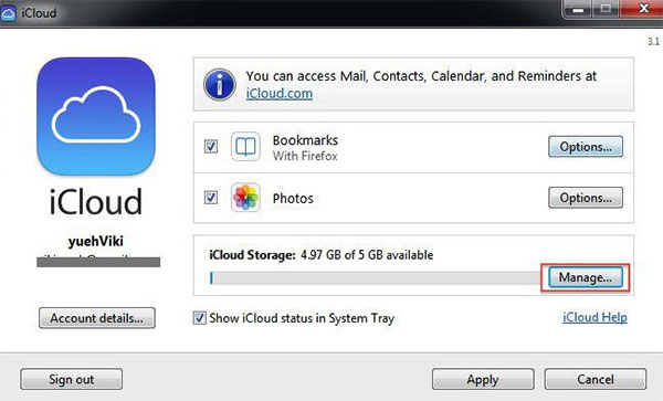 Poista iCloud tietokoneesta