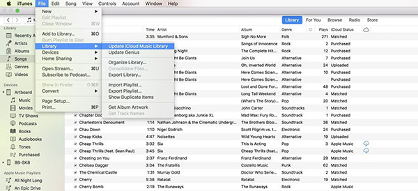 تحديث مكتبة الموسيقى على iCloud