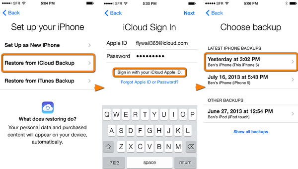 İPhone'u iCloud yedeklemesinden geri yükle