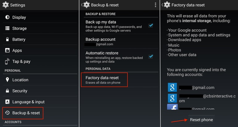 Nulstil LG Phone Settings