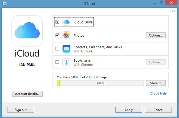 Save documents to iCloud from PC
